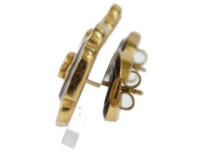 Timeless Orecchini a clip Chanel 03P Camellia Coco Mark Nero Bianco D'oro - vista 2