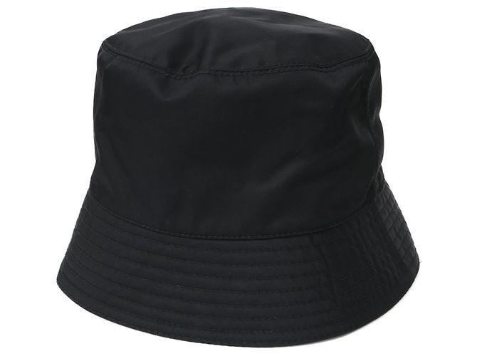 Prada Re-Nylon Triangle Logo Bucket Hat Black - view 3