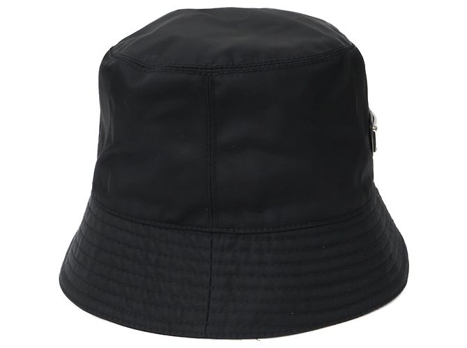 Prada Re-Nylon Triangle Logo Bucket Hat Black - view 4