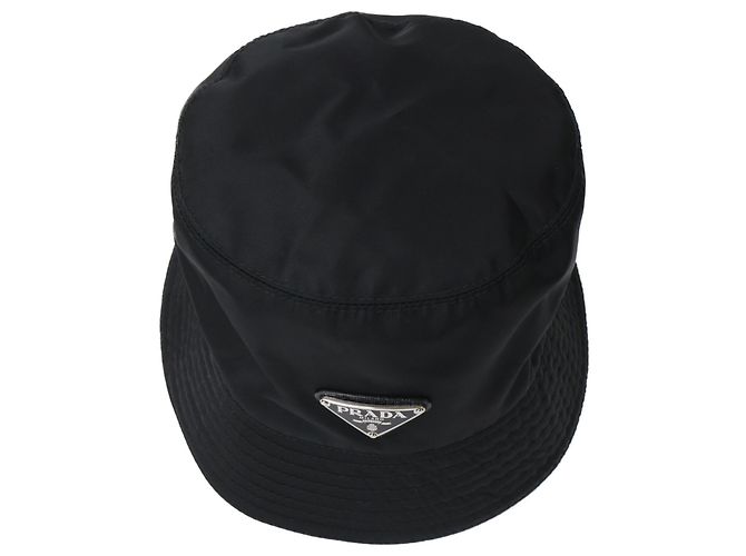 Prada Re-Nylon Triangle Logo Bucket Hat Black - view 5
