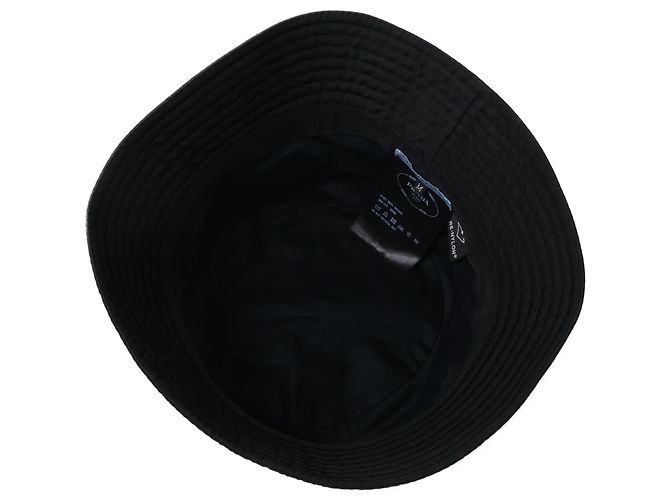 Prada Re-Nylon Triangle Logo Bucket Hat Black - view 6