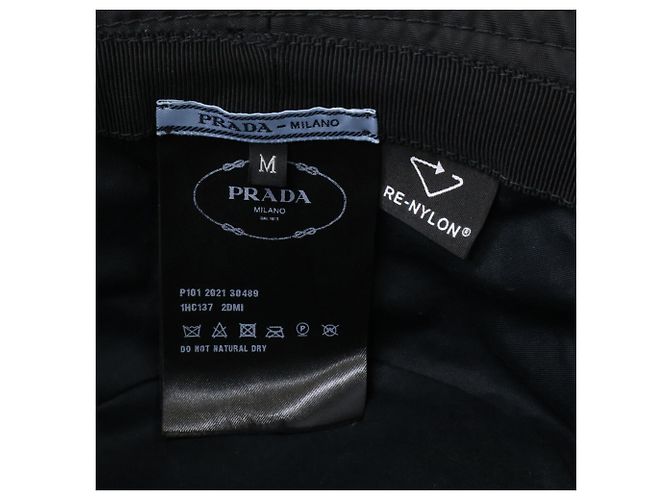 Prada Re-Nylon Triangle Logo Bucket Hat Black - view 7
