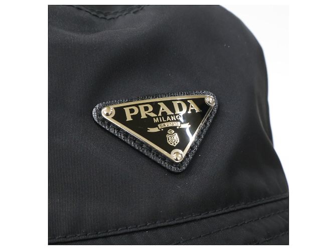 Prada Re-Nylon Triangle Logo Bucket Hat Black - view 9