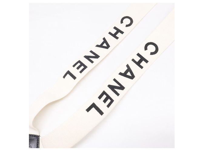 Bretelle Chanel 97P in pelle con design logo Nero Bianco - vista 3
