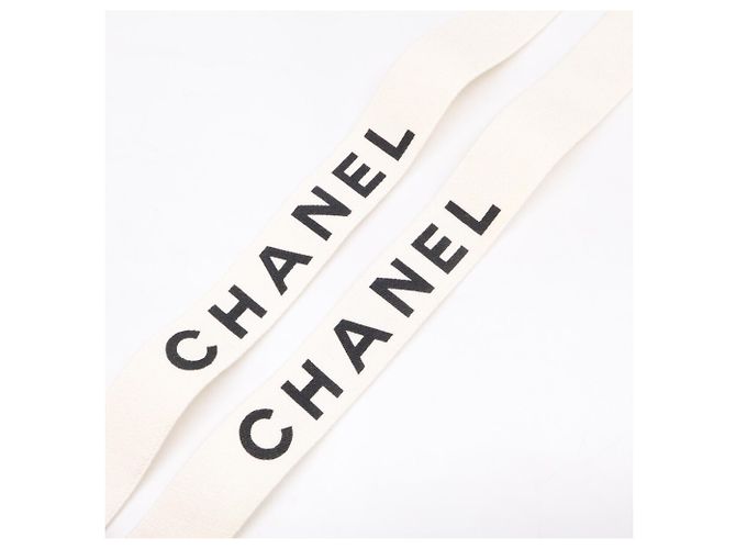 Bretelle Chanel 97P in pelle con design logo Nero Bianco - vista 4