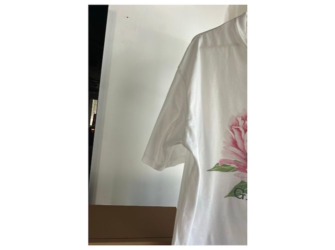 Autre Marque Ground Y T-shirt in cotone bianca con stampa peonia Rosa Bianco Verde - vista 4