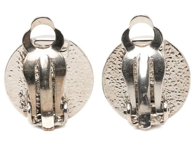 Chanel Coco Mark Round Clip Earrings Silvery - view 2