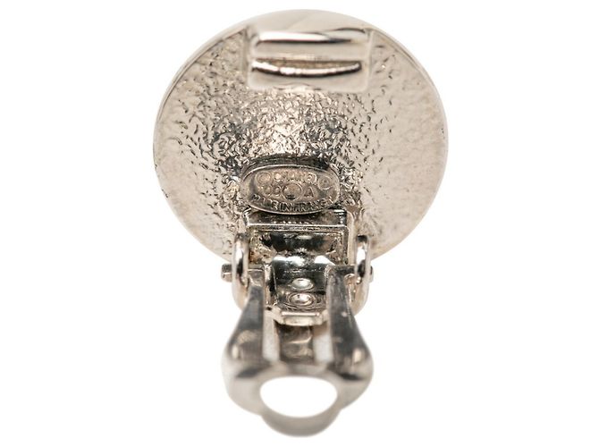 Chanel Coco Mark Round Clip Earrings Silvery - view 3