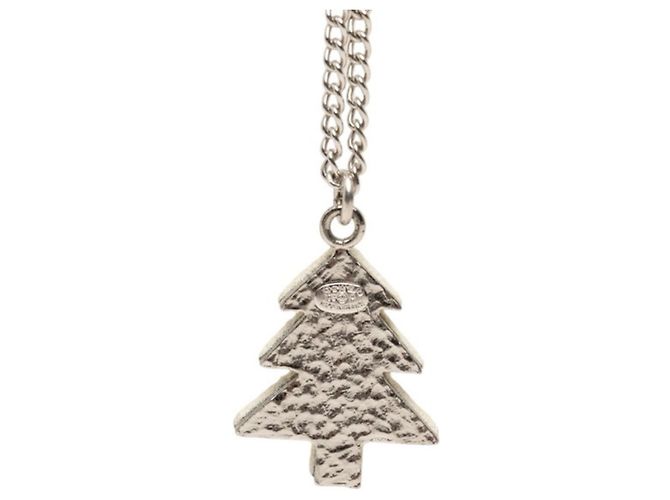 Timeless Chanel Coco Mark Weihnachtsbaum-Motiv Halskette Silber Weiß - Ansicht 2