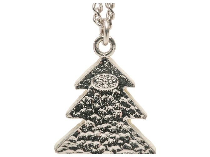 Timeless Chanel Coco Mark Weihnachtsbaum-Motiv Halskette Silber Weiß - Ansicht 5