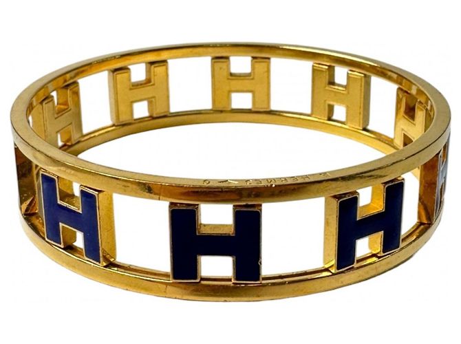 Hermès Hermes HERMES Pulsera Rond H Reversible Azul Dorado - vista 2