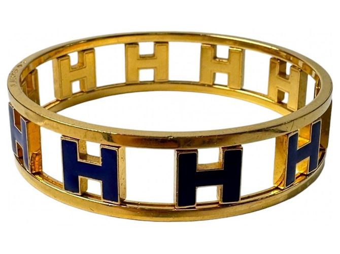 Hermès Hermes HERMES Pulsera Rond H Reversible Azul Dorado - vista 3
