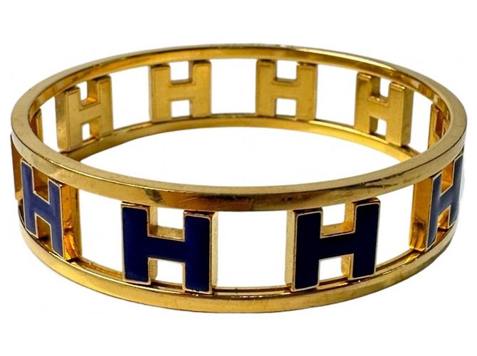 Hermès Hermes HERMES Pulsera Rond H Reversible Azul Dorado - vista 4