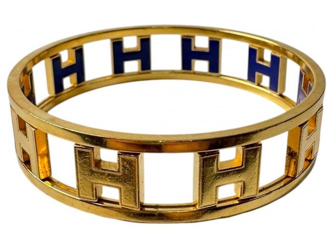 Hermès Hermes HERMES Pulsera Rond H Reversible Azul Dorado - vista 6