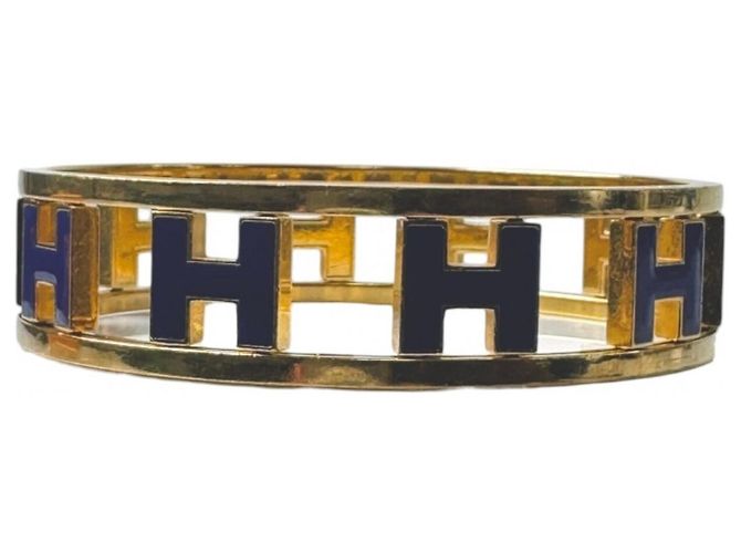 Hermès Hermes HERMES Pulsera Rond H Reversible Azul Dorado - vista 7