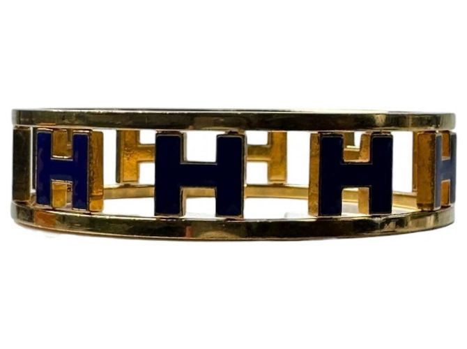 Hermès Hermes HERMES Pulsera Rond H Reversible Azul Dorado - vista 8