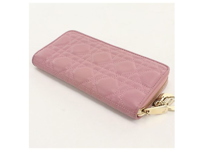 Christian Dior Langer Geldbeutel aus rosa Lammleder Pink - Ansicht 2