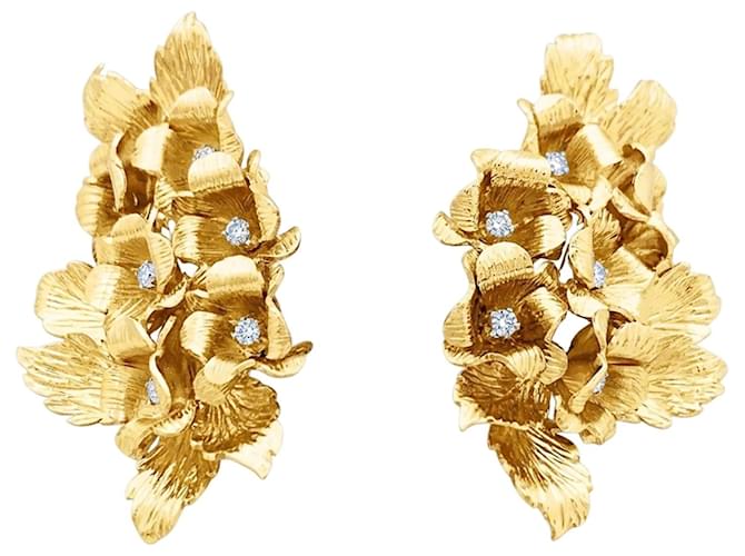 Autre Marque Orecchini "Fleurs", oro giallo e diamanti. - vista 2