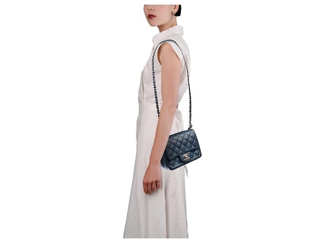 Borsa CHANEL Timeless/Classique in Pelle Blu Navy - 103730 - vista 12