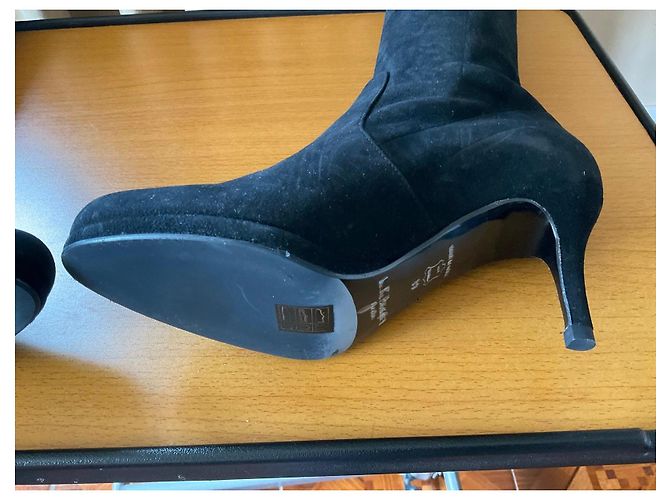 Lk Bennett Botas altas de ante elástico negro Sylvie L.K. Bennett - vista 12