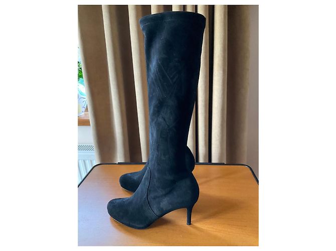 Lk Bennett Botas altas de ante elástico negro Sylvie L.K. Bennett - vista 2