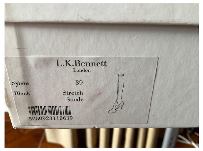 Lk Bennett Botas altas de ante elástico negro Sylvie L.K. Bennett - vista 4