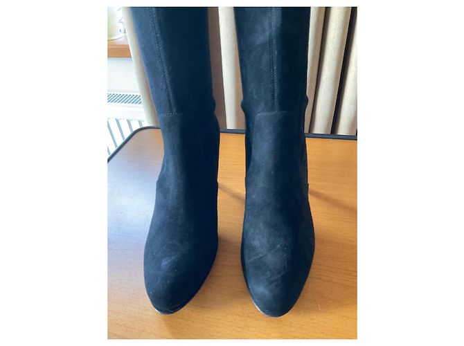 Lk Bennett Botas altas de ante elástico negro Sylvie L.K. Bennett - vista 6