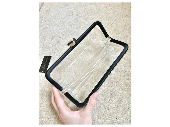 Jenny Packham Clutch aus Kristall und klarem Plexiglas Schwarz Gold hardware - Ansicht 7