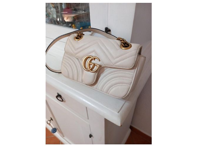 Borsa Gucci Marmont piccola in pelle trapuntata bianca Bianco - vista 4