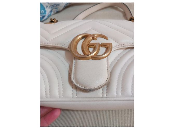 Borsa Gucci Marmont piccola in pelle trapuntata bianca Bianco - vista 7