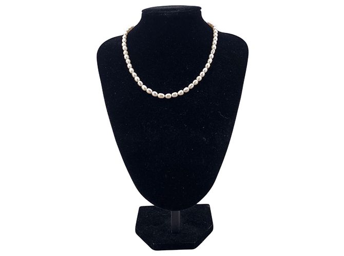 Autre Marque Collana Vintage in Perle d'Acqua Dolce 5,5/6,2 mm 43 cm Bianco - vista 2