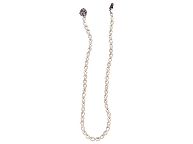 Autre Marque Collana Vintage in Perle d'Acqua Dolce 5,5/6,2 mm 43 cm Bianco - vista 4