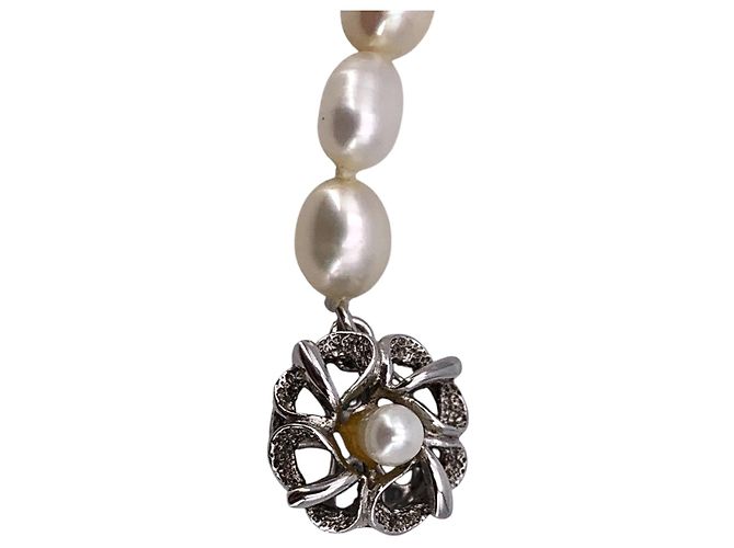 Autre Marque Collana Vintage in Perle d'Acqua Dolce 5,5/6,2 mm 43 cm Bianco - vista 6