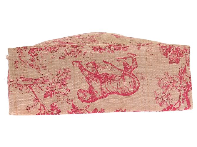 Borsa tote Dioriviera in rafia e toile de Jouy Beige - vista 4
