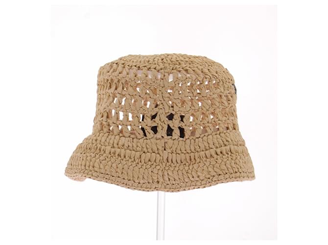 Cappello bucket Prada in rafia beige - vista 3
