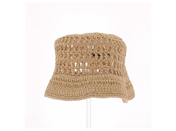Cappello bucket Prada in rafia beige - vista 4