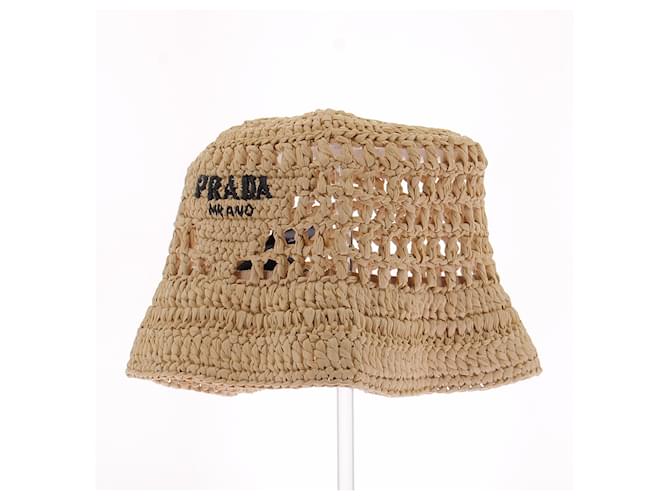 Cappello bucket Prada in rafia beige - vista 6