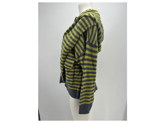 Autre Marque DAMSON MADDER Gestreifter Wollcardigan Grün - Ansicht 4
