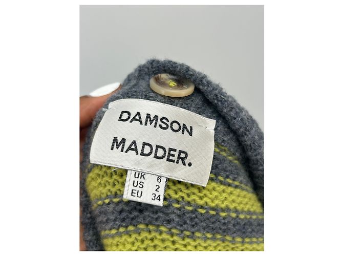 Autre Marque DAMSON MADDER Gestreifter Wollcardigan Grün - Ansicht 5