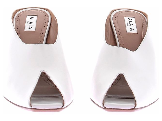 Alaïa Mules brancas de salto Branco - vista 2