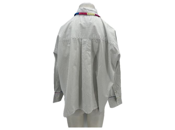 Autre Marque Camisa MII de rayas blanca de algodón Blanco - vista 2