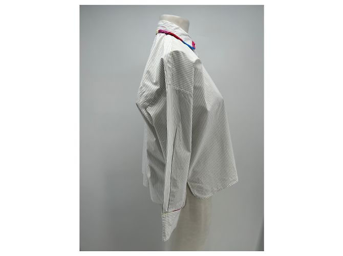 Autre Marque Camisa MII de rayas blanca de algodón Blanco - vista 4