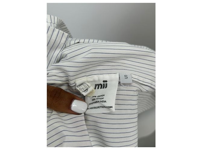 Autre Marque Camisa MII de rayas blanca de algodón Blanco - vista 6