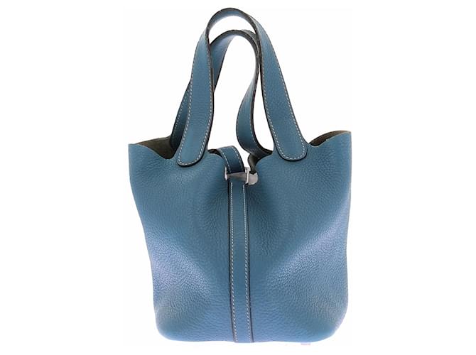 Hermès Borsa in pelle blu "Picotin Lock" - vista 3
