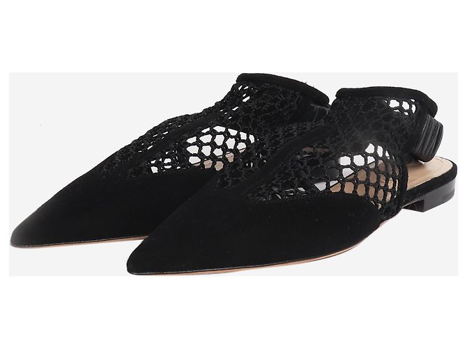 Dior Black suede and mesh slingbacks - size EU 38 (UK 5) - view 2