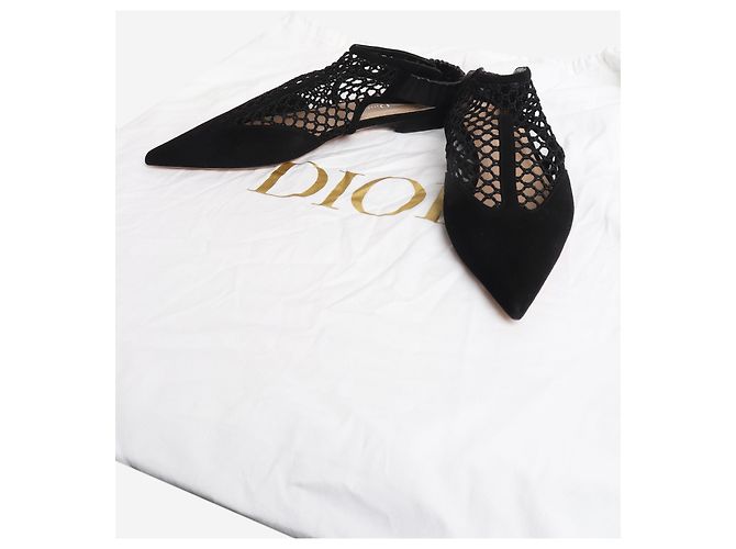 Dior Black suede and mesh slingbacks - size EU 38 (UK 5) - view 6