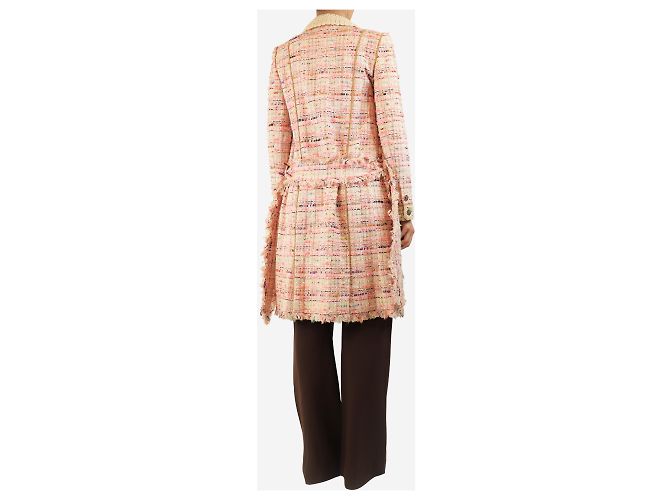 Chanel Abrigo de tweed rosa con cinturón - talla UK 8 - vista 2