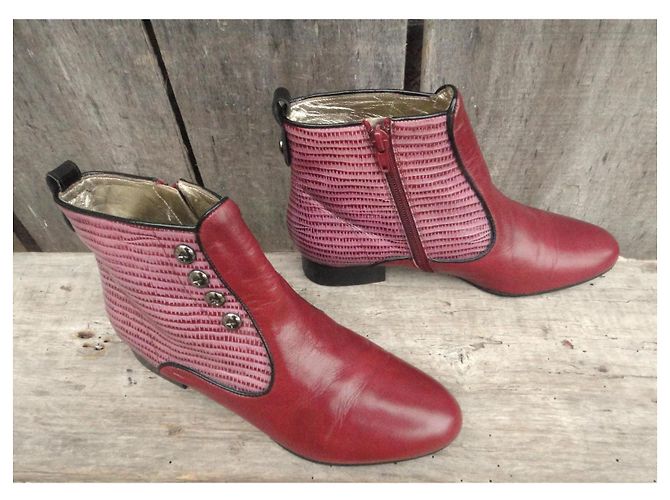 Autre Marque Stivaletti Karine Arabianù in pelle rosso e rosa - vista 2