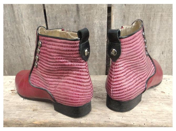 Autre Marque Stivaletti Karine Arabianù in pelle rosso e rosa - vista 4