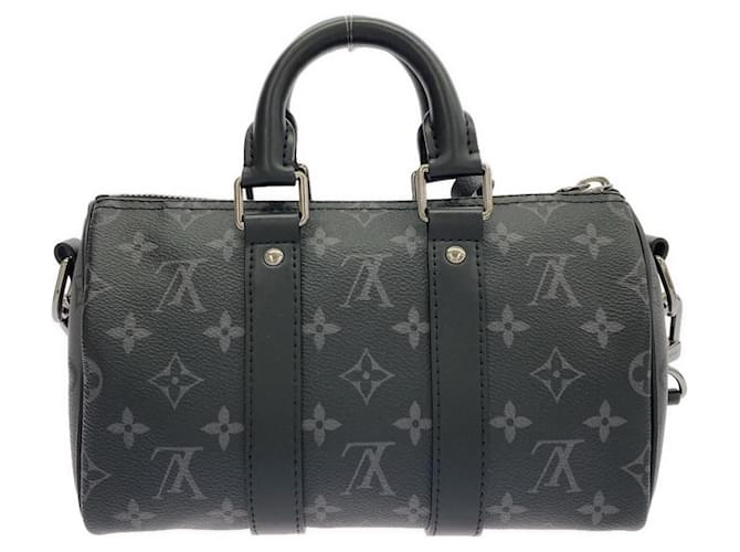 Louis Vuitton Monogram Eclipse Reverse Keepall Bandoulière 25cm Schwarz Grau - Ansicht 2